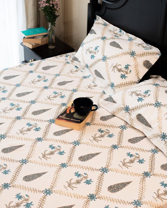 Mystic Blue Meadow Bedsheet